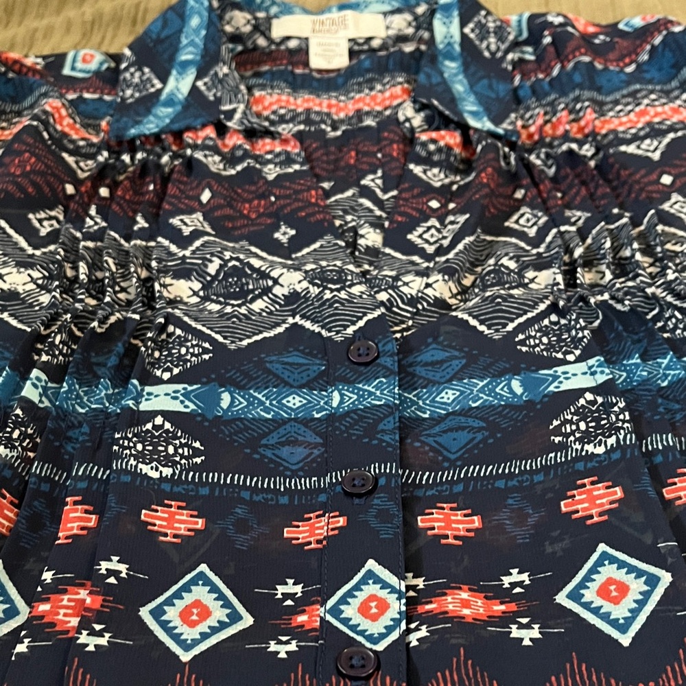 Vintage America Multicolor Patterned Blouse - Picture 3 of 3